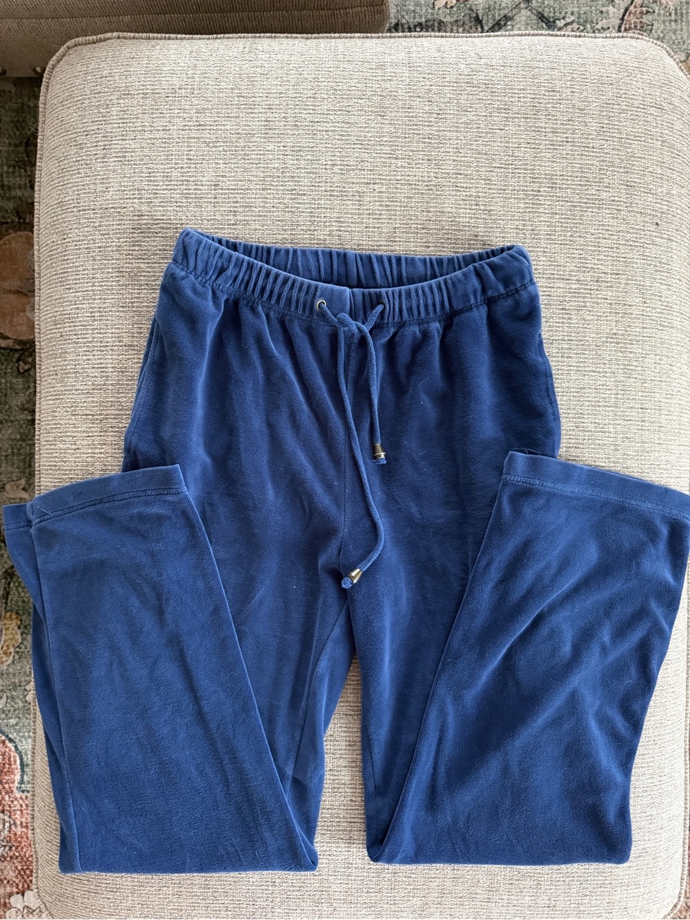 Kaktus Blue Velour Petite Cropped Lounge Pants Size Small Y2K